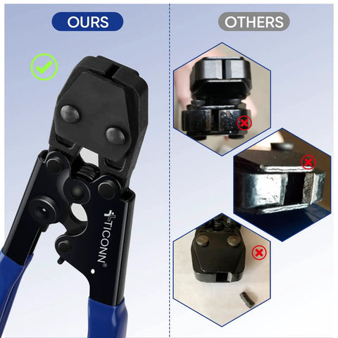 Pex Clinch Clamps Crimping Tool for 304 Stainless Steel Rings comparison with other crimping tools showing ratcheting mechanism.