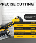 20V Cordless Mini Angle Grinder And Portable Rotary Polisher Built Like A Tank For Everyday Hustle with detailed specs on cutting capabilities.