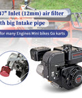 Red Air Filter Upgrade for 301cc 420cc Mini Bike Go Kart Engines with 12mm inlet and intake pipe, black engine