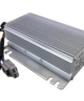 Heavy Duty 48V To 12V Dc Dc Converter Step Down Voltage Reducer With Built In Fuse, silver aluminum casing, connector leads.