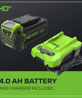 40V 16 Inch Cordless Lawn Mower With 4.0Ah Battery, Push Button Start, Ultra Lightweight, includes 4.0Ah battery and charger