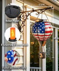 Solar Hot Air Balloon Lantern With Flickering Flame, Glass Outdoor Hanging Lantern For Patio Porch Yard, waterproof, 18 in