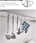 Heavy Duty Adhesive Wall Hooks 44 Lb Max Waterproof Oilproof Seamless Hangers For Bathroom And Kitchen Towels Coats Keys And Utensils Reusable No Drill Installation For Brick Glass Metal Wood holding kitchen utensils.