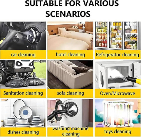 High Pressure Steam Cleaner 3000W With Fast 40 Second Heat Up for diverse cleaning applications including car and hotel surfaces.