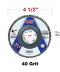 Forty-Eight Pack Flap Discs With 40 Grit For 4.5 Inch Diameter And Seven Eighths Inch Arbor Bevel Type 29 Industrial Grade Zirconia Abrasive