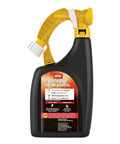 Ready To Spray Hose End Lawn And Landscape Fire Ant Killer Kills Fire Ants Fleas And American Dog Ticks And Prevents New Mounds For Up To 3 Months Also Controls Aphids Armyworms And Other Listed Pests 32 Oz, black bottle with yellow spray nozzle