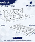 Illustration of Waterproof Porch Swing Cushions For Outdoor Furniture Navy Blue 60x40x4 Inch dimensions, folded and unfolded view.