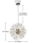 Chrome Modern Crystal Chandelier Firework Pendant Light With Bubble Crystal Orbs, 9 Light Round Hanging Chandelier dimensions