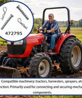 Clevis Pin 1/4 By 2-1/2 Inch With Hairpin Clip, Heavy Duty R Clip Cotter Pin, 2 Pack For Trailer Hitch And Equipment, Fits Most Clevis Pin Hitches, Lawn Mower Ready, Carbon Steel Construction To Withstand Bends And Wear. On tractor with hitch pin set