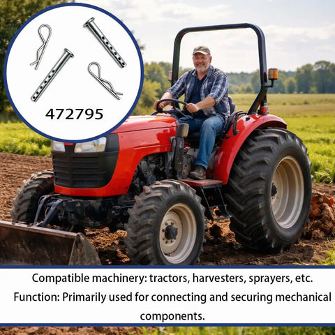 Clevis Pin 1/4 By 2-1/2 Inch With Hairpin Clip, Heavy Duty R Clip Cotter Pin, 2 Pack For Trailer Hitch And Equipment, Fits Most Clevis Pin Hitches, Lawn Mower Ready, Carbon Steel Construction To Withstand Bends And Wear. On tractor with hitch pin set