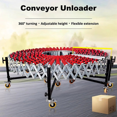 Wide Adjustable Unpowered Conveyor Table With Flexible Rollers, extendable, height adjustable, portable warehouse roller
