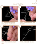 How to use Embroidery Needle Threader Tool Set 5 Pcs Plastic Flower Head Threaders for sewing, threading needle close-up guide.
