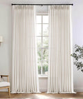 Pinch Pleated Linen Sheer Curtains 102 Inch Long, Two Panel Set With Ring Hooks And Clips For Track System in living room