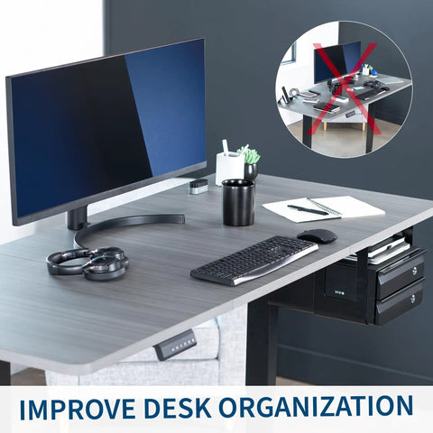 Under Desk Double Stacked Slide Out Drawers With Lock For Secure Home Office Storage Organizer Black Durable Steel Two Drawers Easy Mount