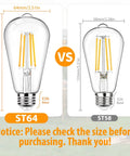 Size comparison of 12 Pack Vintage LED Edison Bulbs ST64 Style 60W Equivalent 7W 800 Lumens Dimmable Filament Bulbs Clear Glass