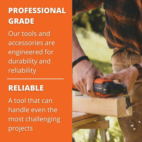 User operating the Built Tough Cordless Universal Base Drill With A Lightning Fast Brushless Motor and an extended stroke range on wood.