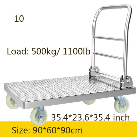 No Fuss Heavy Duty Steel Platform Cart With Foldable Handle And Smooth Rolling Wheels For Zero Grind Daily Hauling Warehouse Or Home Moves Solid Flatbed Truck