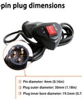 3 Pin Male Plug Electric Winch Remote Controller With 11.48 Foot Connector Cable Easy Install Plug And Play For Atv Utv Off Road Vehicle showing dimensions and design.