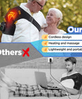 Cordless Shoulder Heating Pad And Massager With Heat And Vibration shown in use highlighting portability and effectiveness