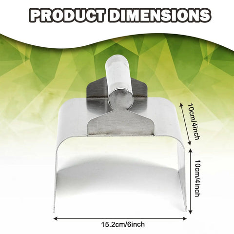 Ergonomic Stainless Steel Curb Trowel Edger For Concrete Edging And Curbing, Compact 4x6x4 Inch Hand Tool, dimensions shown