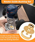 Solid Brass Inlay Router Kit For Quarter Inch Templates Pro Grade High RPM Routing with router and bushing collar detail