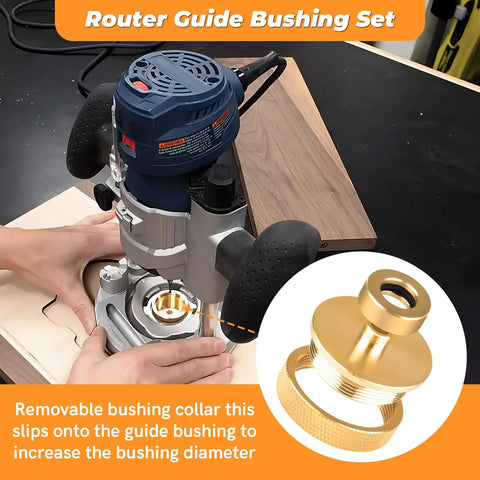 Solid Brass Inlay Router Kit For Quarter Inch Templates Pro Grade High RPM Routing with router and bushing collar detail