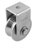 Heavy Duty Beefed Up V Type Stainless Steel Pulley Block With 360 Degree Rotation Detachable Duplex Bearing Outdoor Grade