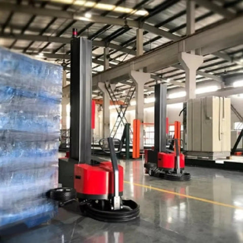 Automatic Pallet Wrapping Machine for warehouse and logistics, heavy duty stretch wrap system in factory setting.