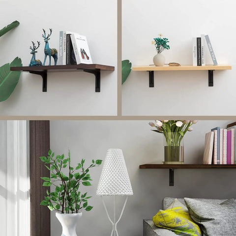 Heavy Duty 12x7 Inch Shelf Brackets Set Of 4, No Fuss L Style Corner Braces, Die Cast Premium Alloy Metal in living rooms