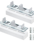 Two Pack Sliding Closet Door Floor Guides With Carpet Risers For An Adjustable Fit For Doors From 3/4 To 1 3/8 Inch Thick, White And Metallic