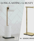Free Standing Gold Toilet Paper Holder Stand With Black Marble Base And Storage No Drill Hassle Free Setup Fits 4 Jumbo Rolls Stainless Steel Bathroom Tissue Organizer Modern Bath Decor Accessory compared with generic brand