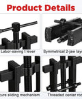 Heavy Duty Bearing Puller Tool Kit 2 Jaw Adjustable Gear Remover For Auto Motorcycle Chrome Vanadium Steel Ensures Durability On Flywheels And Engines close-up of threaded center rod and 2-jaw layout