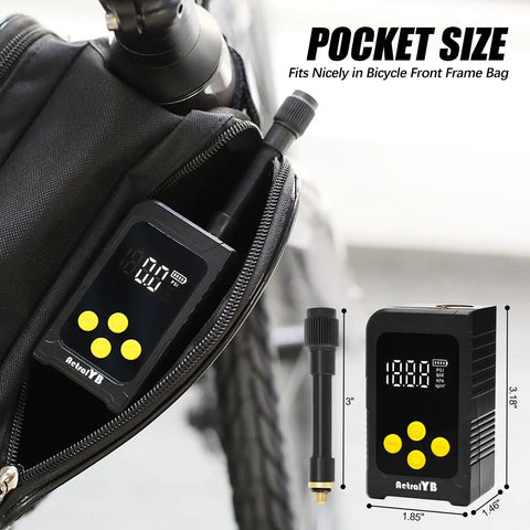 Mini Bike Tire Pump With Gauge 150 PSI Portable Air Compressor Fast Inflate For Road Bike Mountain Bike Motorcycle Electric Bike On The Go Pocket Sized Inflator