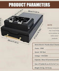 Automatic 58mm Electric Portafilter Cleaner for Home Espresso Machines, black with dual compartments and brass handle.