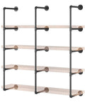Industrial Wall Mount Pipe Shelves Kit 5 Tier Black Open Shelving Brackets for Sleek Open Bookshelf Storage, 56 Inch Tall