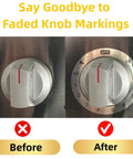 Before and after of Stove Dial Stickers For Oven And Range Knobs Easy Read Knob Symbol Decals Replacement Indicator