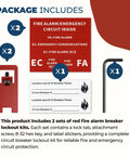 Red Fire Alarm Breaker Lockout Kit With Lock And Tag, Two Complete Sets For Fire Panel Safety, Prevent Accidental Shutdown