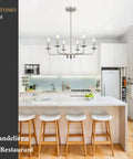 Six Light Farmhouse Candle Chandelier In Black And Brass For Bedrooms Kitchen Island And Dining Rooms Ceiling Light Fixture Pendant Lighting Classic Silhouette Elegant Rustic Farmhouse Style over modern kitchen island