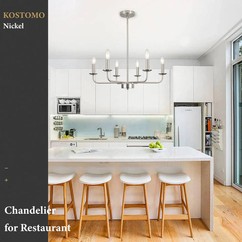 Six Light Farmhouse Candle Chandelier In Black And Brass For Bedrooms Kitchen Island And Dining Rooms Ceiling Light Fixture Pendant Lighting Classic Silhouette Elegant Rustic Farmhouse Style over modern kitchen island