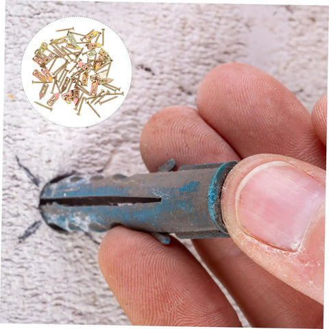 Heavy Duty Metal Self Drilling Expansion Screws Drywall Wall Anchors 50 Piece Rock Solid Mounting Kit being installed in drywall.