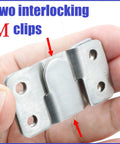 Two interlocking M clips made of stainless steel for Built Like A Tank French Cleat Picture Hanging Kit.