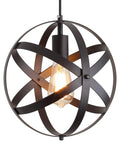 Farmhouse Black Globe Cage Pendant Light With Industrial Rustic Metal Look, E26 1 Light Fixture close-up view