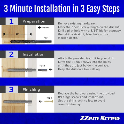Heavy Duty 8 Pack Permanent Stripped Screw Hole Repair Kit For Door Hinges Piece Of Cake Wood Frame Fixes Rock Solid Quick Setup Includes Every Component For Easy Diy Restore instructions with step-by-step visuals.