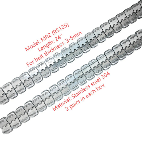 Stainless Steel Conveyor Belt Fasteners With Hinge Pin, 24 Inch, 2 Pairs In A Box, Industrial Belt Lacing For 3 To 5mm Belt Thickness