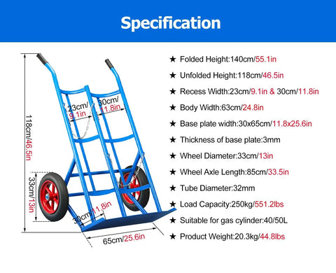 Heavy Duty Oxygen Tank Cylinder Cart Hauls Two Forty Or Fifty Liter Gas Cylinders With Smooth Rollin Wide Tread Wheels And Kickass Waterproof Steel Build Built Tough For Lab Logistics