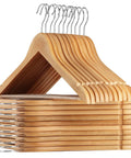 Premium Wooden Hangers Set Of 20 Non Slip Coat Hangers With Smooth Finish Notches And 360 Degree Swivel Hook For Jeans Pants Jackets Shirts Dresses Natural Wood