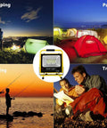 JUDYSSY Led Rechargeable Work Lights,2 Portable Led Floodlight with Remote Control,Modes,3 Timing,Waterproof Ip66 for Outdoor Camping Garage Construction Site Lights at a campsite.