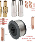 Heavy Duty 200 Amp Aluminum Spool Gun components including wire roll and contact tips for MIG torch welders.