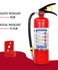 Four Pack ABC Dry Chemical Fire Extinguishers Five Pound All In One Safety Kit showing 5 lb red unit with mounting bracket and instructions.
