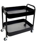 Two Tier Rolling Cart With Wheels For Under Desk Storage And Small Space Organization, Large Capacity Kitchen Pantry Laundry Room Makeup Organizer, Sturdy Utility Cart With Four Hooks, Black